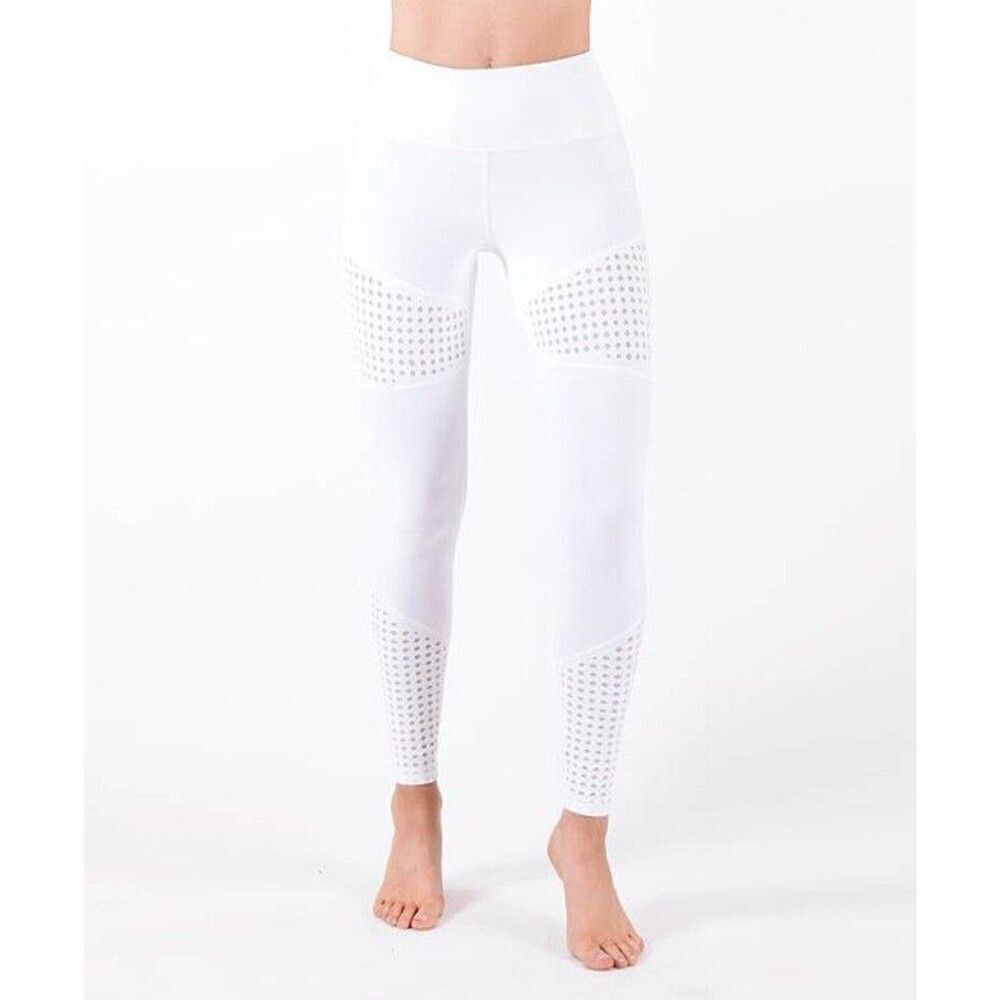 NWT $178 Womens New Leggings Prjon White Laser Cut L Yoga Pilates Hi Waist Pants